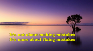 Everybody is human and makes mistakes. How you handle mistakes reveal your character. It's not about making mistakes. It's about fixing mistakes.